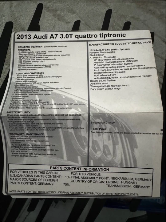 2013 Audi C7 A7 - Image 19 of 19