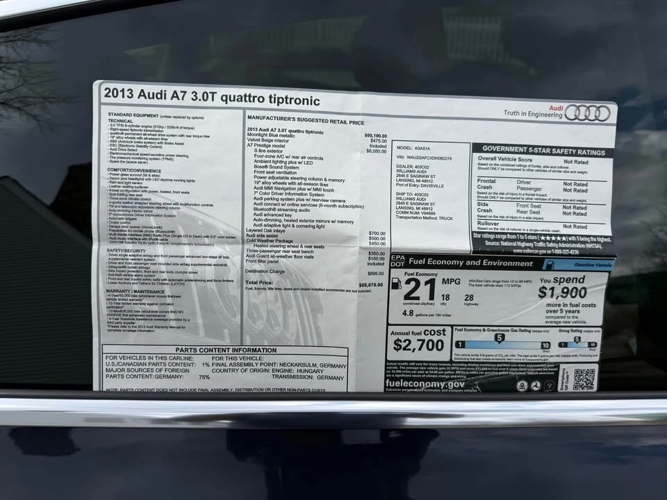 2013 Audi C7 A7 - Image 6 of 12