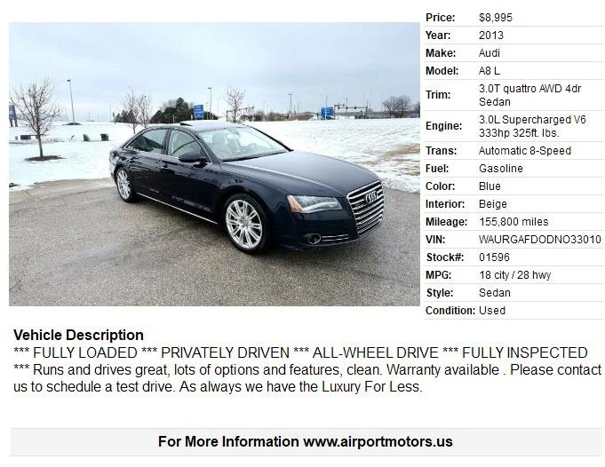 2013 Audi D4 A8 - Image 2 of 20