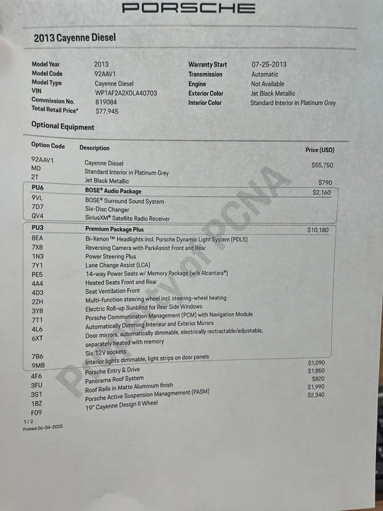 2013 Porsche 958 Cayenne Diesel - Image 21 of 29
