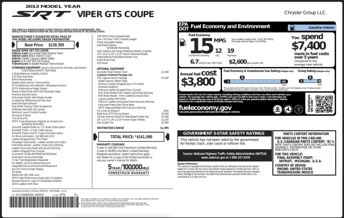 2013 Dodge Viper 5th Gen - Image 2 of 12