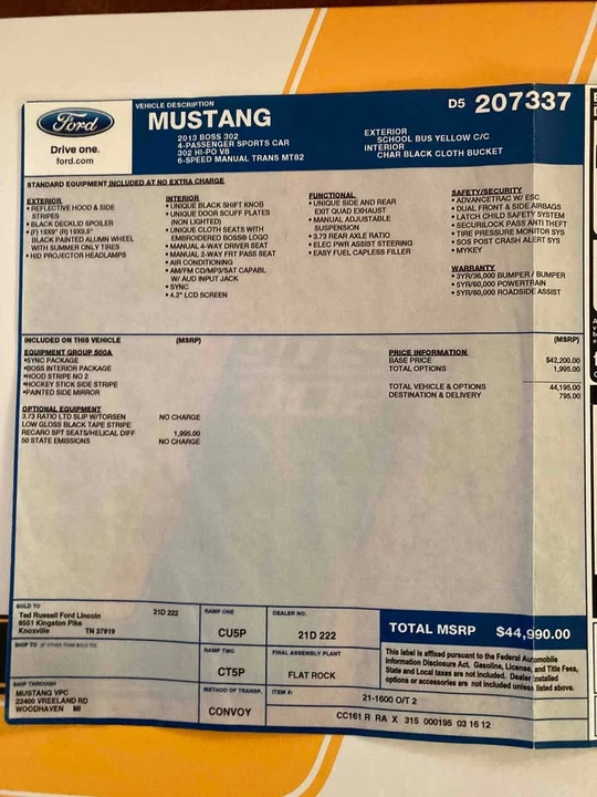 2013 Ford S197 Mustang Boss 302 - Image 7 of 9
