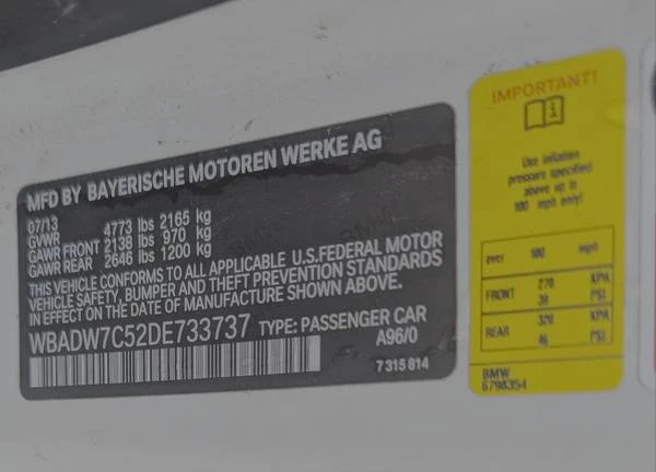 2013 BMW E93 3 Series Convertible - Image 14 of 14