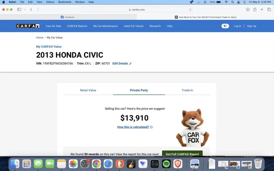 2013 Honda Civic 9th Gen - Image 2 of 2