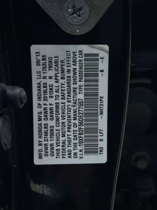 2013 Honda Civic 9th Gen - Image 14 of 14