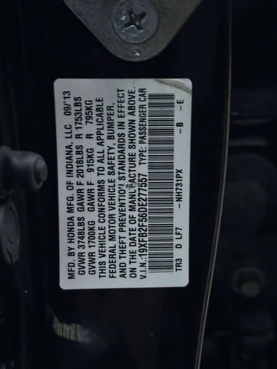 2013 Honda Civic 9th Gen - Image 15 of 15