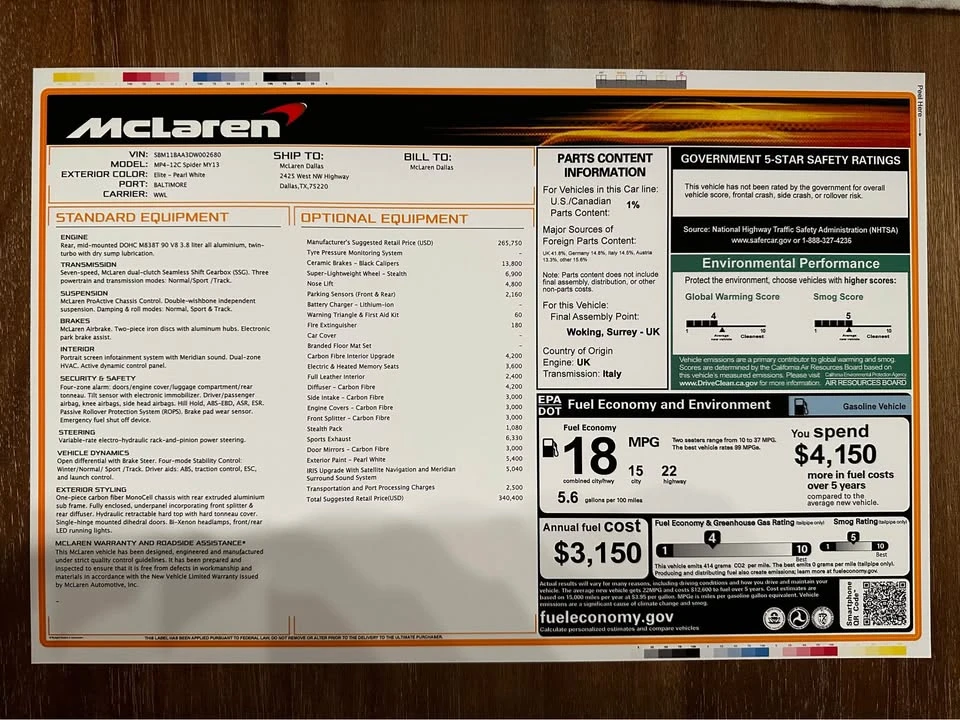 2013 McLaren MP4-12C Spider - Image 18 of 19