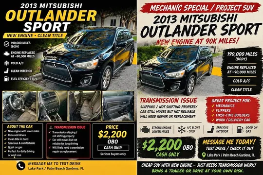 2013 Mitsubishi Outlander Sport BE Sport Utility 4D