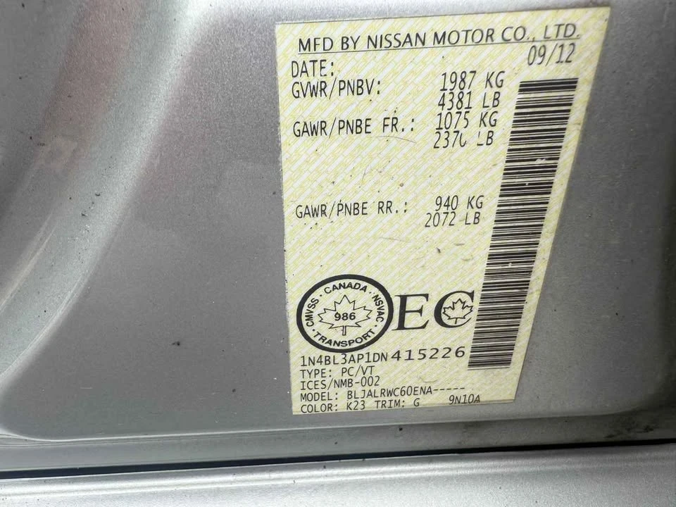 2013 Nissan Altima 4th Gen - Image 11 of 13