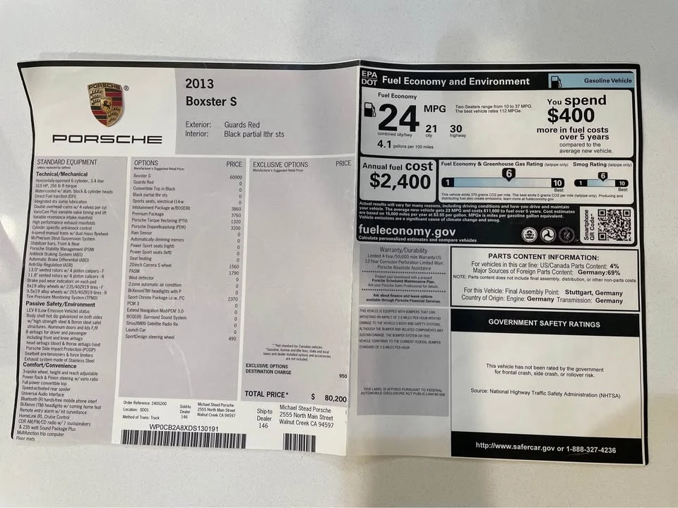 2013 Porsche 981 Boxster S - Image 11 of 12