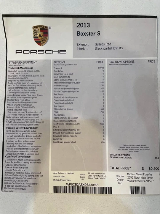 2013 Porsche 981 Boxster S - Image 12 of 12
