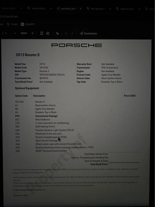 2013 Porsche 981 Boxster S - Image 8 of 8