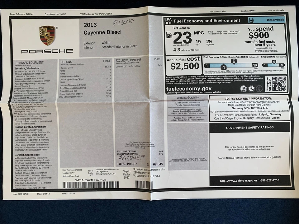 2013 Porsche 958 Cayenne Diesel - Image 2 of 15