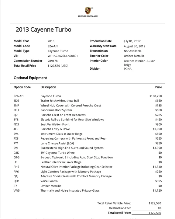 2013 Porsche 958 Cayenne Turbo - Image 15 of 15