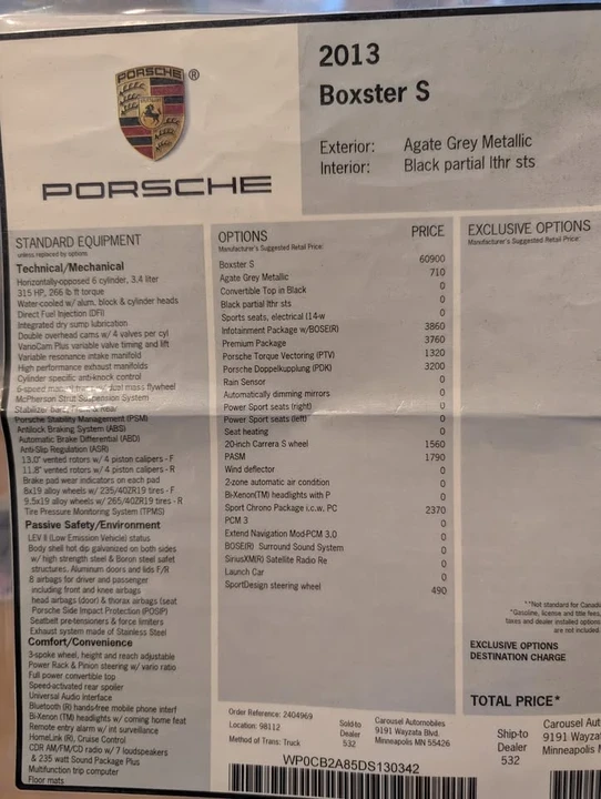 2013 Porsche 981 Boxster S - Image 7 of 8