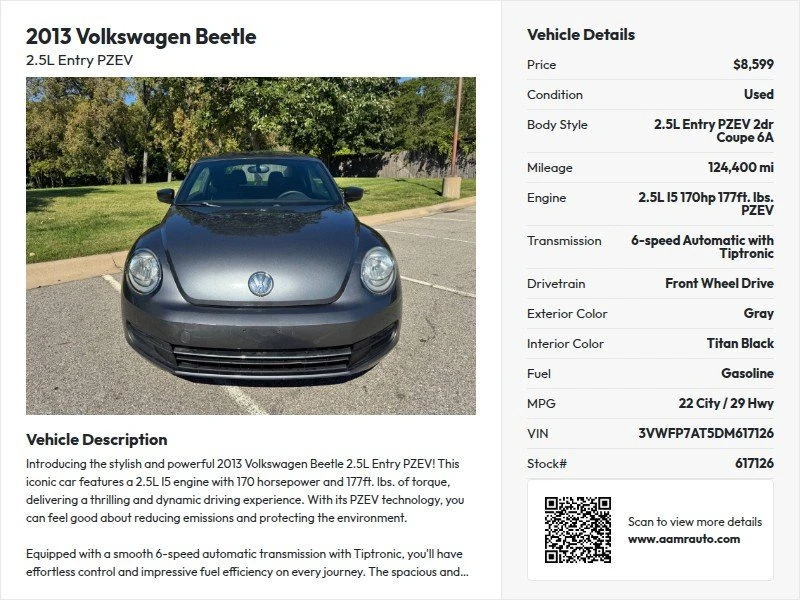 2013 Volkswagen A5 Beetle - Image 6 of 19