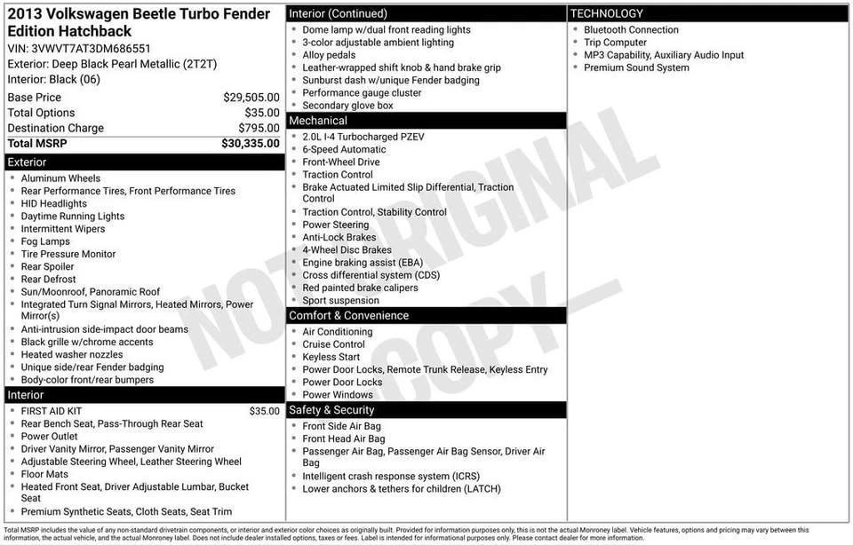 2013 Volkswagen A5 Beetle - Image 9 of 18