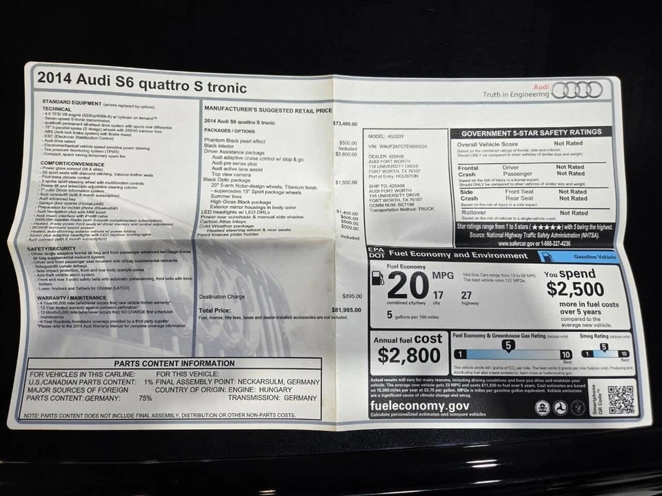 2014 Audi C7 S6 - Image 11 of 12