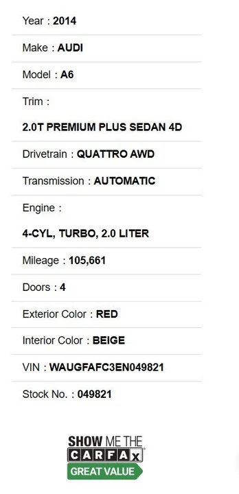 2014 Audi C7 A6 - Image 5 of 5