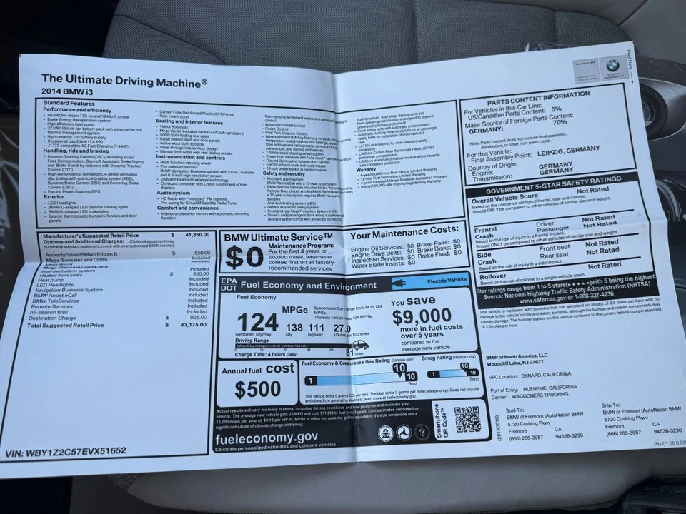 2014 BMW i3 - Image 10 of 17