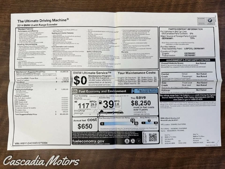 2014 BMW i3 - Image 3 of 20