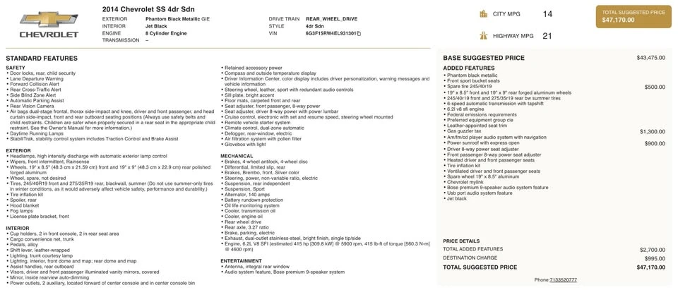 2014 Chevrolet SS - Image 4 of 19