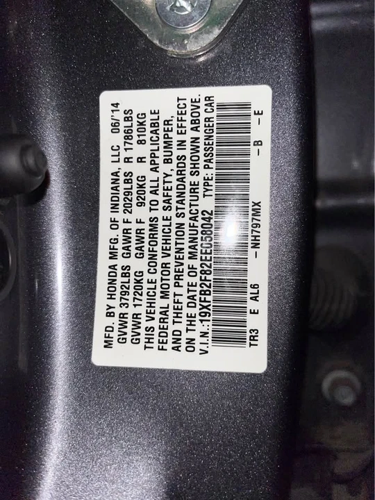 2014 Honda Civic 9th Gen - Image 13 of 13