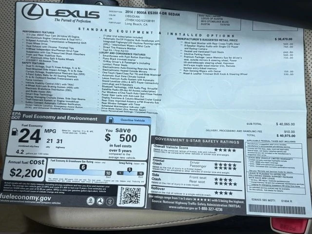 2014 Lexus ES 6th Gen - Image 5 of 12