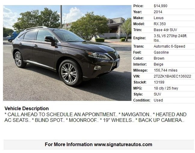 2014 Lexus RX 3rd Gen - Image 2 of 18