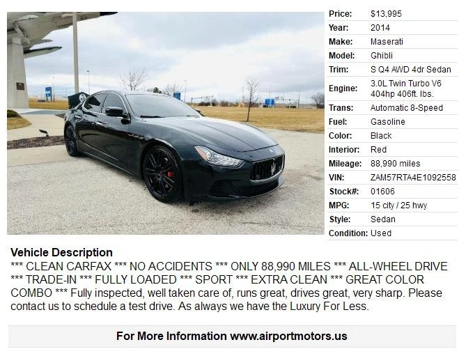 2014 Maserati Ghibli 3rd Gen - Image 2 of 20
