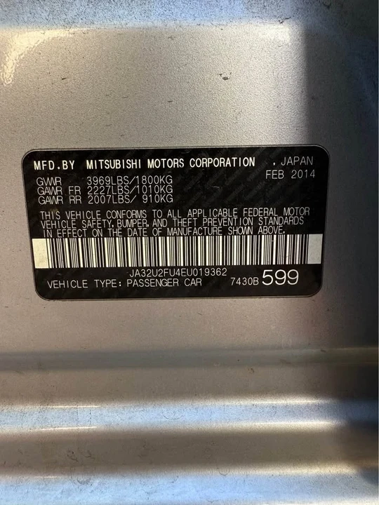 2014 Mitsubishi Lancer 10th Gen - Image 9 of 9