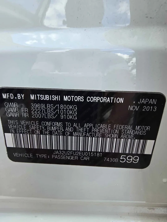 2014 Mitsubishi Lancer 10th Gen - Image 9 of 10