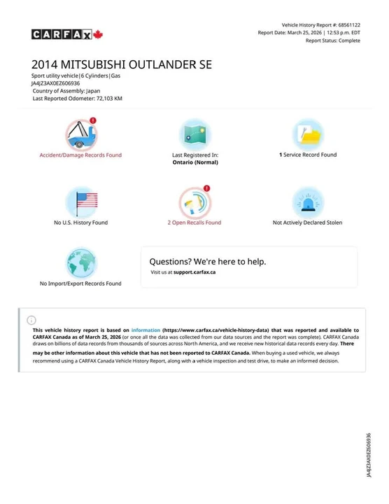 2014 Mitsubishi Outlander - Image 11 of 15