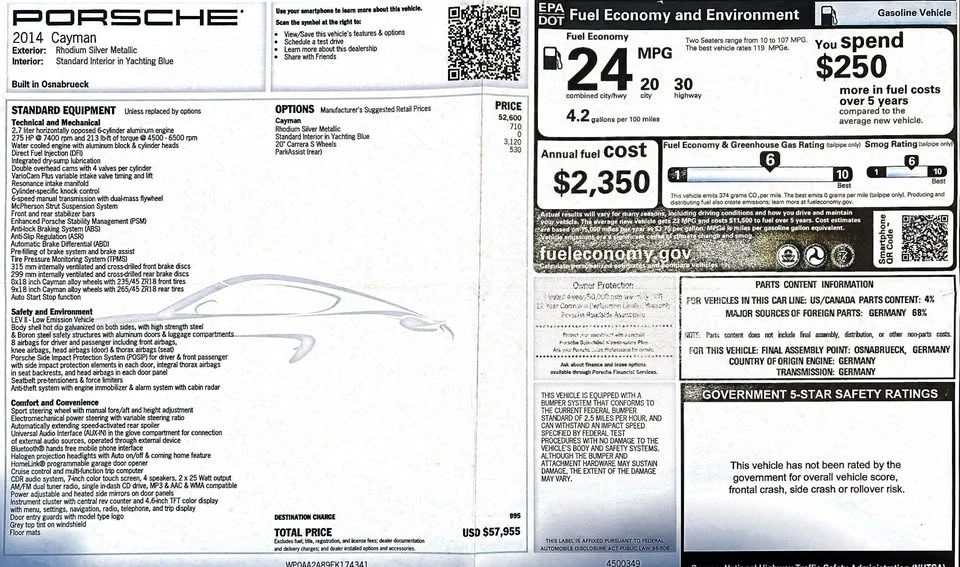 2014 Porsche 981 Cayman - Image 15 of 20