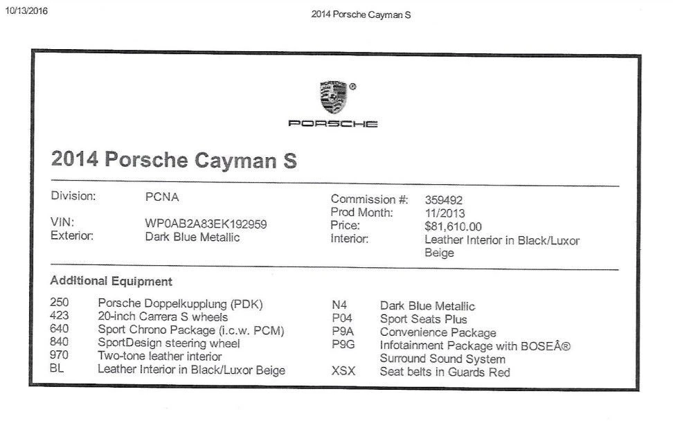 2014 Porsche 981 Cayman S - Image 17 of 17