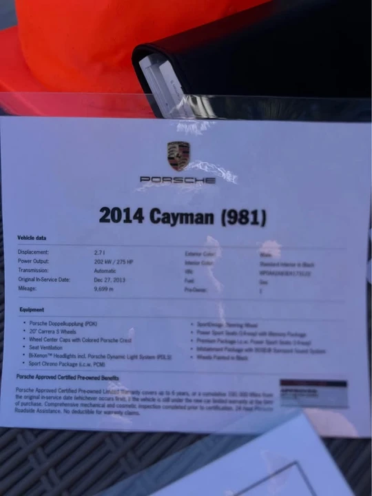 2014 Porsche 981 Cayman - Image 9 of 12
