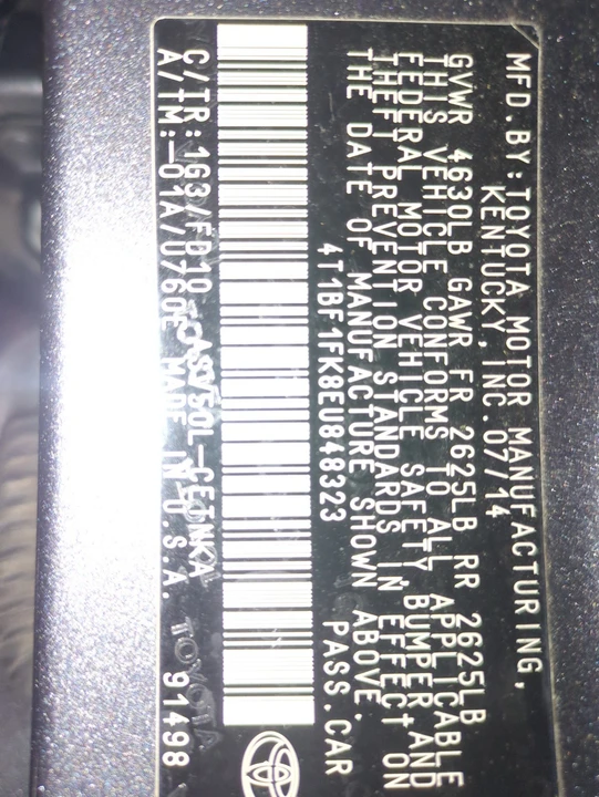2014 Toyota Camry 7th Gen - Image 7 of 21