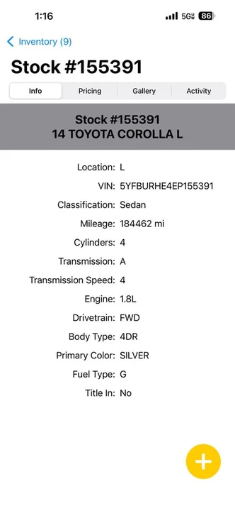 2014 Toyota Corolla 11th Gen - Image 13 of 13