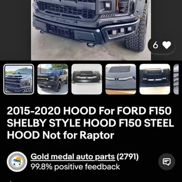 Ford F150 Shelby Style Steel Hood