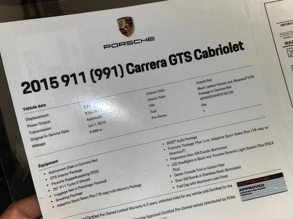 2015 Porsche 991 Carrera GTS - Image 6 of 9