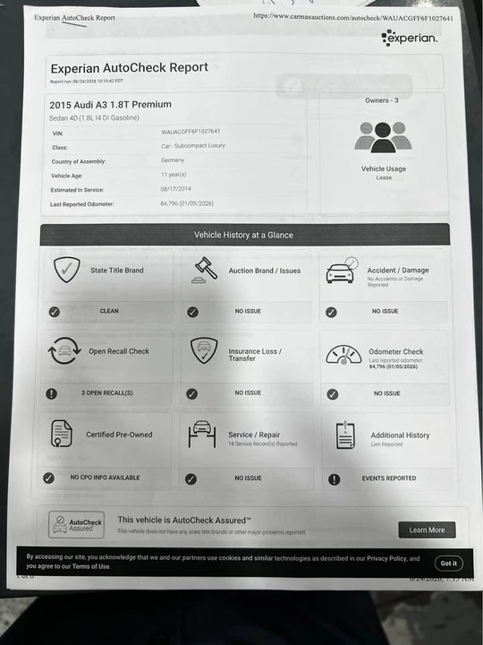 2015 Audi 8V A3 - Image 11 of 14