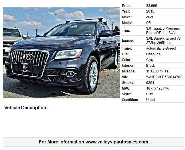 2015 Audi 8R Q5 - Image 2 of 19
