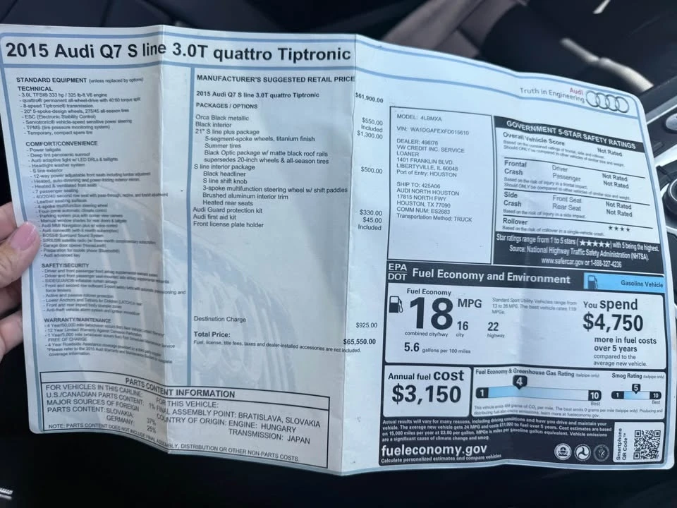 2015 Audi 4L Q7 - Image 2 of 11