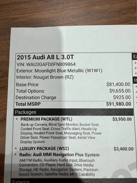 2015 Audi D4 A8 - Image 6 of 6