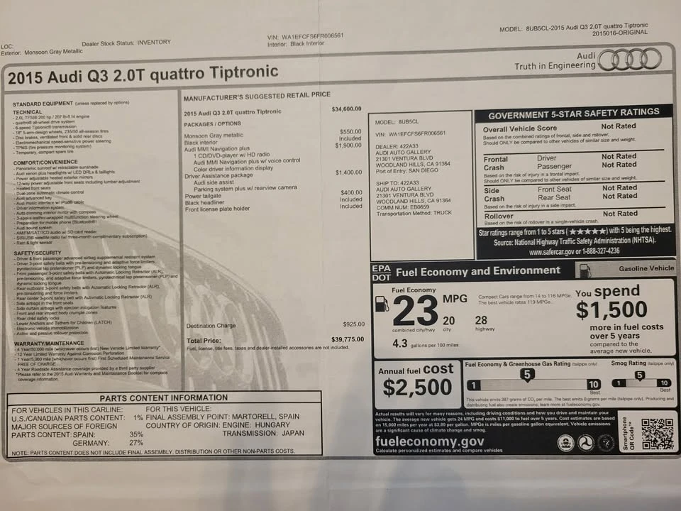 2015 Audi 8U Q3 - Image 20 of 20
