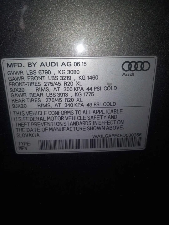 2015 Audi 4L Q7 - Image 10 of 11