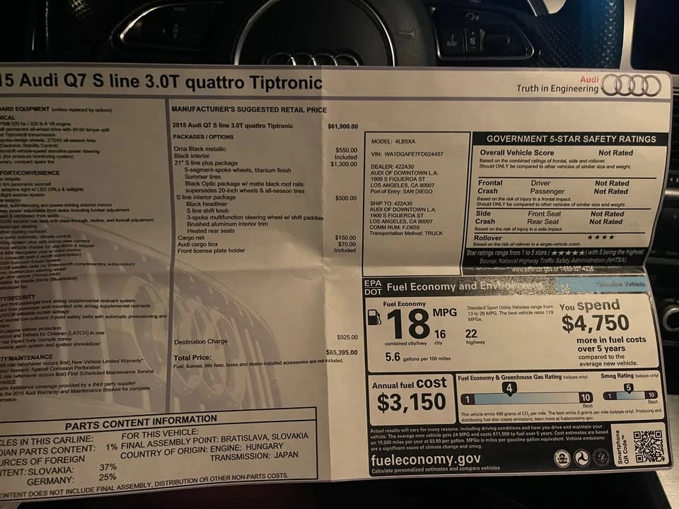 2015 Audi 4L Q7 - Image 3 of 20