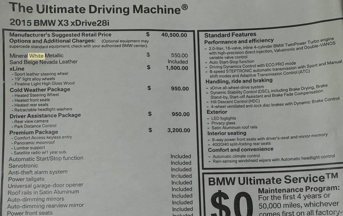 2015 BMW F25 X3 - Image 2 of 3