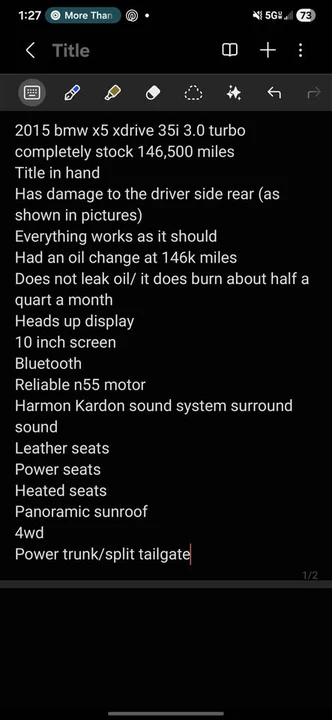 2015 BMW F15 X5 - Image 11 of 11