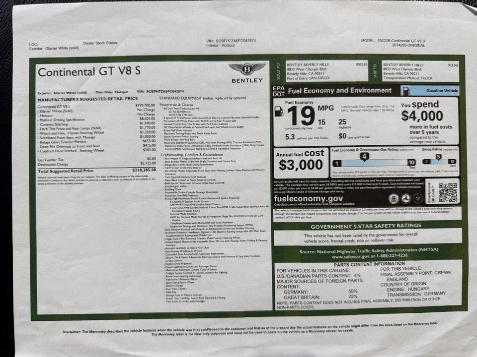 2015 Bentley Continental GT V8 2nd Gen - Image 2 of 21